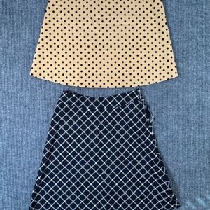 Lot of 2 Kim Rogers Womens L Skirt Polka Dot Plaid Career Casual Office Workwear